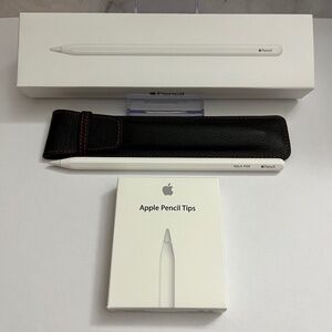 EUC Apple 2nd Gen Pencil, Pencil Tips, & Torro Leather Pencil Sleeve Bundle